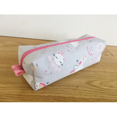 Trousse écolier Licornes Grise