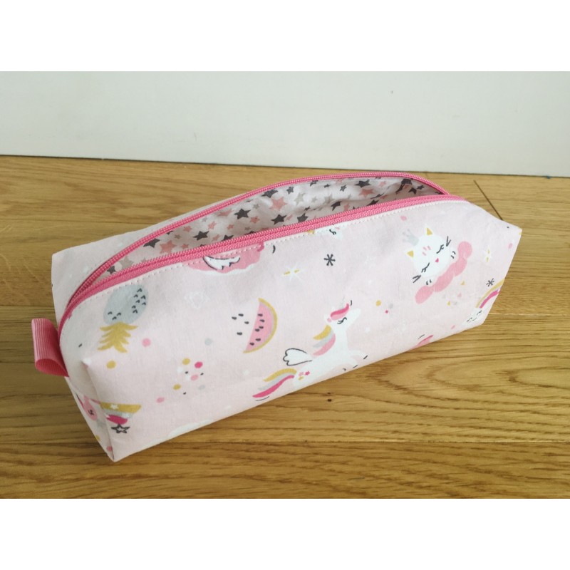 Trousse écolier Licornes Rose