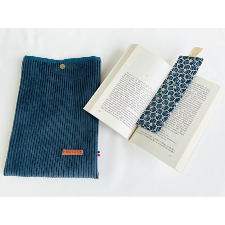 Pochette à livre velours bleu
