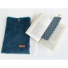 Pochette à livre velours bleu