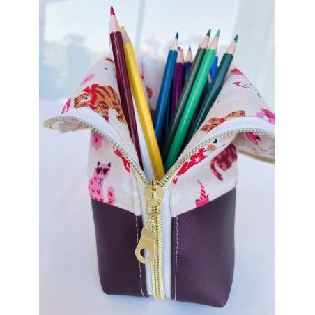 Trousse pot à crayons chats