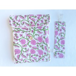 Pochette à livre matelassée et marque-page printemps indien