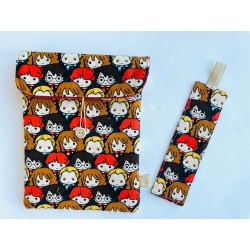 Pochette à livre matelassée et marque-page Harry Potter visages