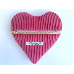 Pochette cœur sans message velours framboise