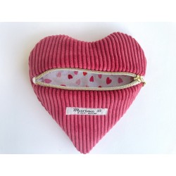 Pochette cœur sans message velours framboise