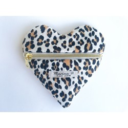 Pochette cœur sans message leopard