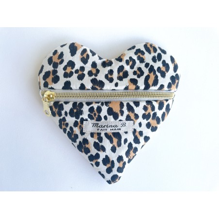 Pochette cœur sans message leopard
