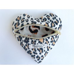 Pochette cœur sans message leopard