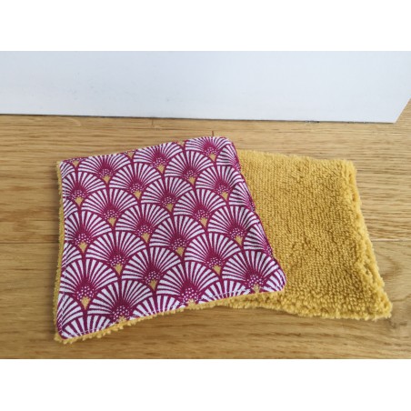 Lingette éventails Prune et Moutarde - Les lingettes fait main à Oullins (Lyon)