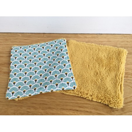 Lingette petits éventails Vert et Moutarde