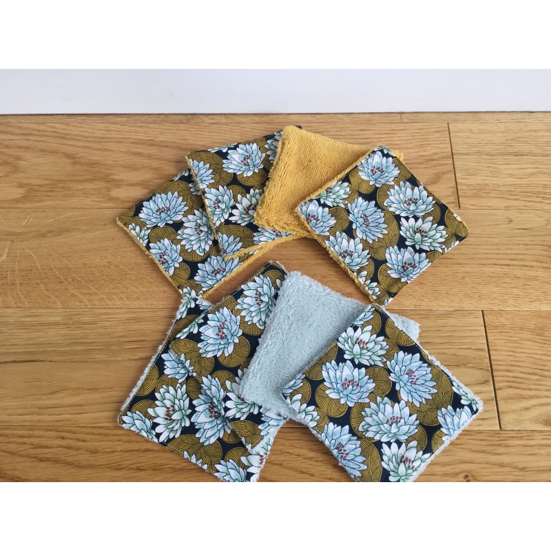 8 lingettes Nénuphars Moutarde et Vert d'eau