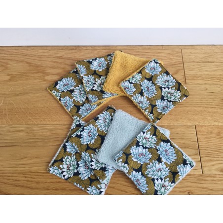 8 lingettes Nénuphars Moutarde et Vert d'eau