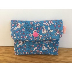 Pochette à savon fleuri bleu