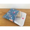 Pochette à savon fleuri bleu